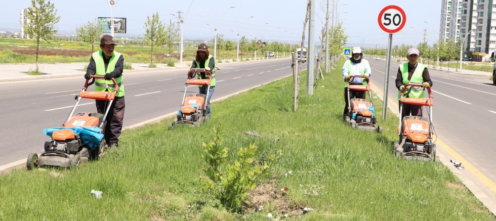 Diyarbakır Büyükşehir Belediyesi Günlük 150 bin metrekarelik yeşil alanda çalışma yürütülüyor