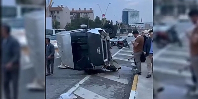 Şanlıurfa’da kontrolden çıkan kamyonet yan yattı