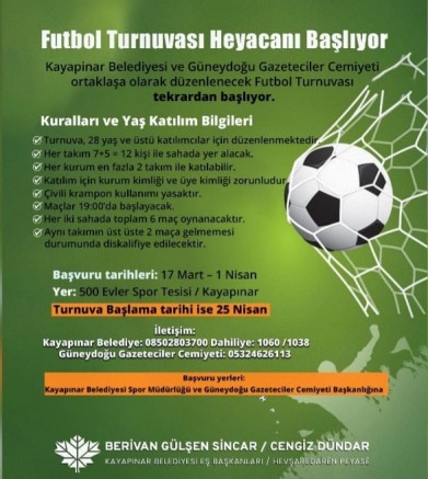 Diyarbakır’da Kurumlar Arası Futbol Turnuvası’nın ikincisi 25 Nisan’da  başlayacak