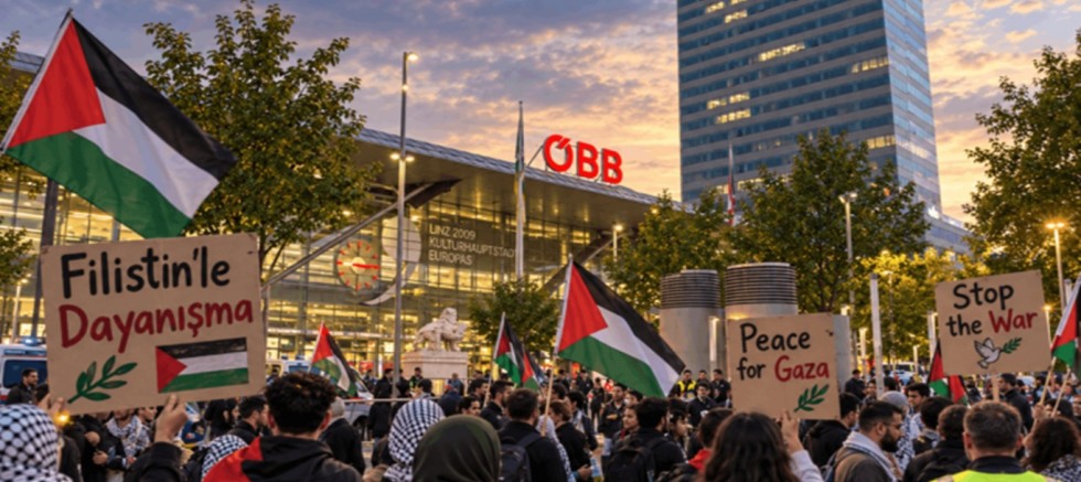 Linz’de UEFA maçı öncesi siyonist rejim protestosu 