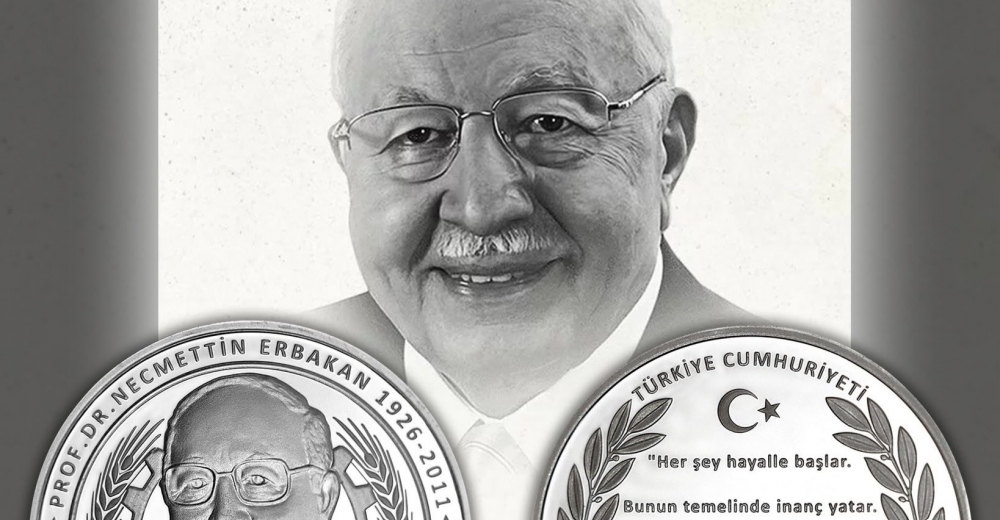 MİLLÎ GÖRÜŞ LİDERİ VE SAADET PARTİSİ KURUCUSU ERBAKAN’A ÖZEL HATIRA PARA