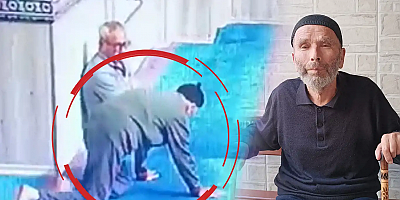 84 yaşındaki Kemal amca, namaz kılmak için camiye emekleyerek geliyor