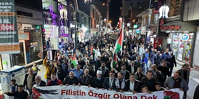 Ağrı'da Aksa Tufanı ve Gazze için binlerce kişi yürüdü