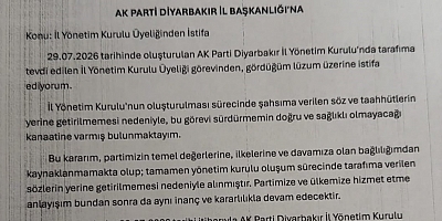 AK Parti Diyarbakır İl Yönetim Kurulu Üyesi Ramazan Çiftçioğlu İstifa Etti
