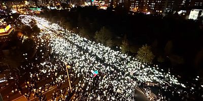 Aksa Tufanının yıldönümünde Diyarbakır'daki muhteşem kalabalık dron ile görüntülendi