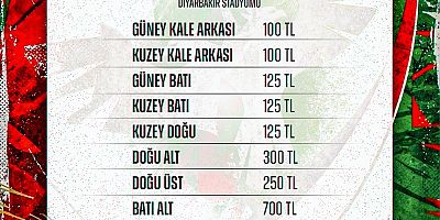 Amedspor-Manisaspor maç bilet fiyatları açıklandı: 100 TL'den başlıyor