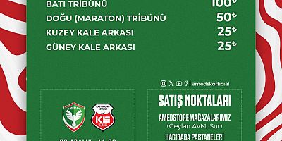 Amedspor’un Maç Biletleri  Satışta.