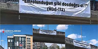 Ankara'da gençlerden Yeditepe Üniversitesi'ndeki olaya ayetli pankartla tepki