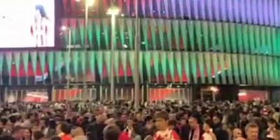 Athletic Bilbao kulübünün stadyumu Filistin bayrağının renkleriyle ışıklandırıldı
