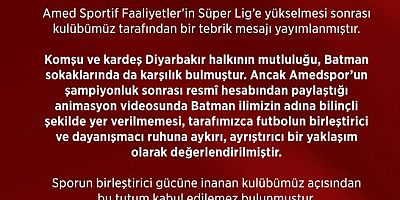 Batman Petrolspor’dan Amedspor’a Tepki: Tebrik Mesajı Geri Çekildi