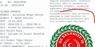 BELTAŞ VE BELTUR DAVALARINDA YARGITAY 9. HUKUK DAİRESİNDEN RET: ÖZ BELEDİYE-İŞ’TEN “EMEKÇİNİN HAKKI İÇİN MÜCADELEYE DEVAM” MESAJI