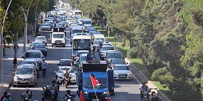 Bosna Hersek'ten yola çıkan Filistin Konvoyu Diyarbakır'da coşkuyla karşılandı