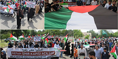 Dicle Üniversitesi öğrencileri Refah'taki saldırıları kınamak için yürüyüş düzenledi