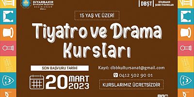Diyarbakır Büyükşehir Belediyesi bahar dönemi tiyatro ve drama kursları için kayıtlar başladı