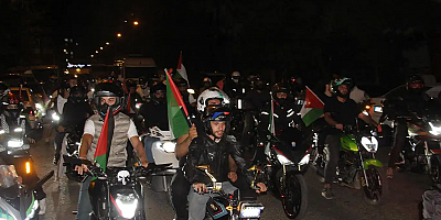 Diyarbakır'da motosiklet sürücülerinden Sumud Filosu'na destek
