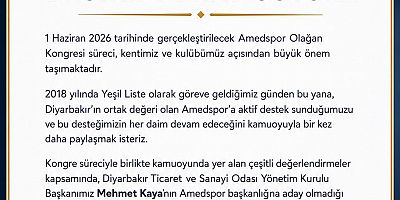 Diyarbakır Ticaret ve Sanayi Odası’ndan Amedspor Açıklaması