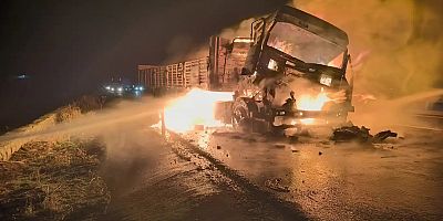 Mardin’de iki tır çarpıştı: Bir tır alevlere teslim oldu