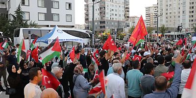 Uluslararası Filistin Konvoyu Gaziantep'te mitingle karşılandı