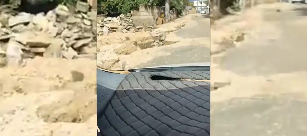 Yağış sonrası bozulan yol için yetkililere çağrı